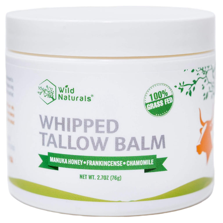 Jar of Wild Naturals Whipped Tallow Balm on a white background